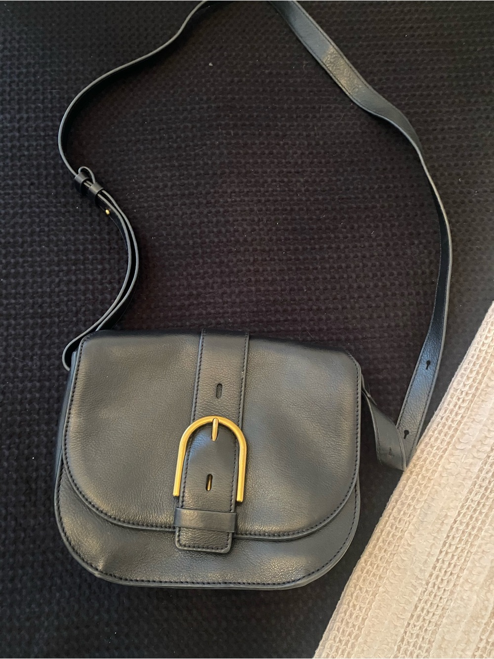 Fossil Leather Crossbody Bag with Gold Buckle